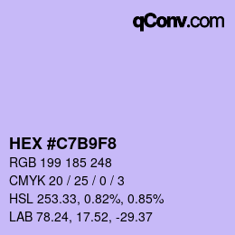 Color code: HEX #C7B9F8 | qconv.com