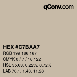 Color code: HEX #C7BAA7 | qconv.com