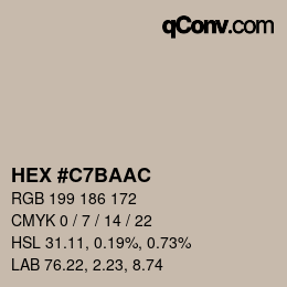 Color code: HEX #C7BAAC | qconv.com