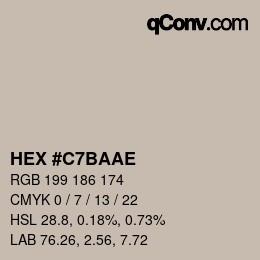Color code: HEX #C7BAAE | qconv.com