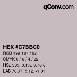 Code couleur: HEX #C7BBC0 | qconv.com