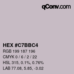 Farbcode: HEX #C7BBC4 | qconv.com