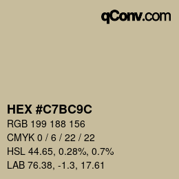 Color code: HEX #C7BC9C | qconv.com