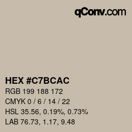 Color code: HEX #C7BCAC | qconv.com