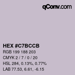 Color code: HEX #C7BCCB | qconv.com