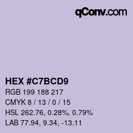 Color code: HEX #C7BCD9 | qconv.com