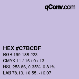 Color code: HEX #C7BCDF | qconv.com