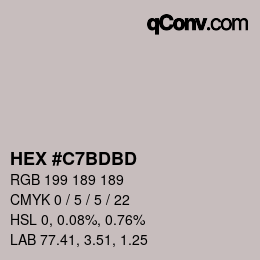颜色代码: HEX #C7BDBD | qconv.com