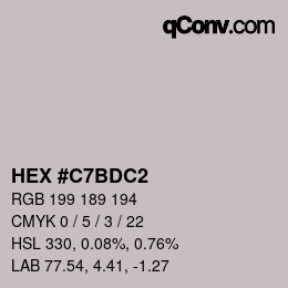 颜色代码: HEX #C7BDC2 | qconv.com