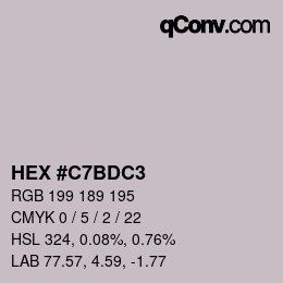 颜色代码: HEX #C7BDC3 | qconv.com