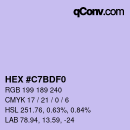 颜色代码: HEX #C7BDF0 | qconv.com