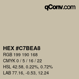 カラーコード: HEX #C7BEA8 | qconv.com