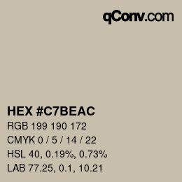 Color code: HEX #C7BEAC | qconv.com