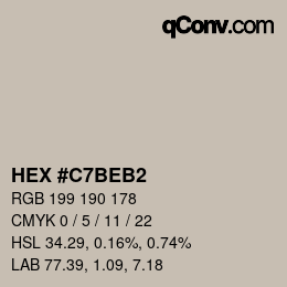 Color code: HEX #C7BEB2 | qconv.com