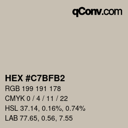 Color code: HEX #C7BFB2 | qconv.com