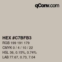 Color code: HEX #C7BFB3 | qconv.com