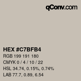 Farbcode: HEX #C7BFB4 | qconv.com