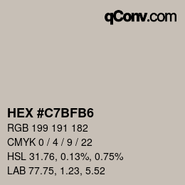 Color code: HEX #C7BFB6 | qconv.com