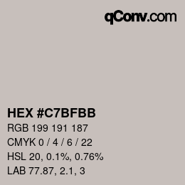 Color code: HEX #C7BFBB | qconv.com