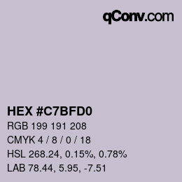 颜色代码: HEX #C7BFD0 | qconv.com