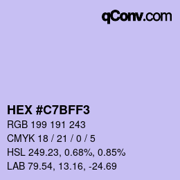 Color code: HEX #C7BFF3 | qconv.com