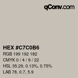 Color code: HEX #C7C0B6 | qconv.com