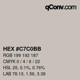 Color code: HEX #C7C0BB | qconv.com