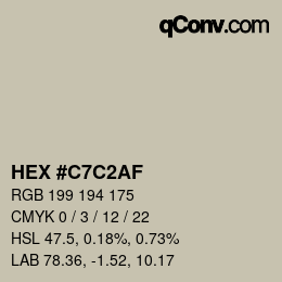 Color code: HEX #C7C2AF | qconv.com