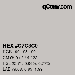 Color code: HEX #C7C3C0 | qconv.com