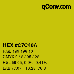 カラーコード: HEX #C7C40A | qconv.com
