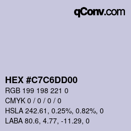 Color code: HEX #C7C6DD00 | qconv.com