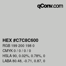 カラーコード: HEX #C7C8C600 | qconv.com