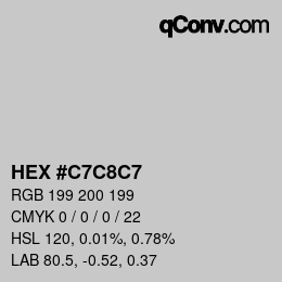 Farbcode: HEX #C7C8C7 | qconv.com
