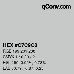 颜色代码: HEX #C7C9C8 | qconv.com