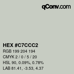 颜色代码: HEX #C7CCC2 | qconv.com