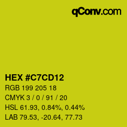 Color code: HEX #C7CD12 | qconv.com