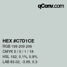 颜色代码: HEX #C7D1CE | qconv.com