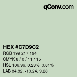 Color code: HEX #C7D9C2 | qconv.com