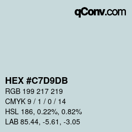 颜色代码: HEX #C7D9DB | qconv.com