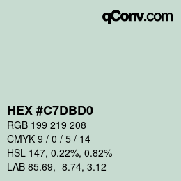 カラーコード: HEX #C7DBD0 | qconv.com