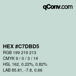 Color code: HEX #C7DBD5 | qconv.com