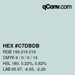 颜色代码: HEX #C7DBDB | qconv.com
