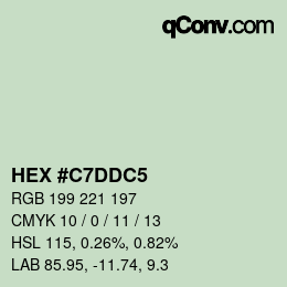 Color code: HEX #C7DDC5 | qconv.com