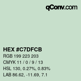 カラーコード: HEX #C7DFCB | qconv.com