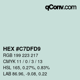 Color code: HEX #C7DFD9 | qconv.com