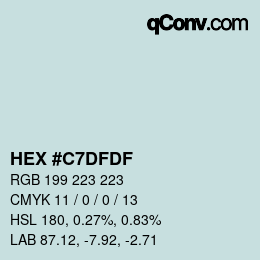 カラーコード: HEX #C7DFDF | qconv.com