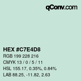 カラーコード: HEX #C7E4D8 | qconv.com