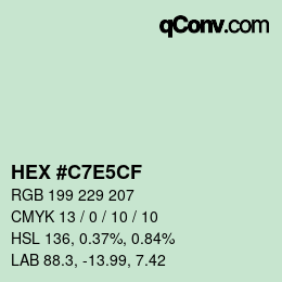 Color code: HEX #C7E5CF | qconv.com
