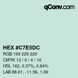 Color code: HEX #C7E5DC | qconv.com