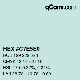 Color code: HEX #C7E5E0 | qconv.com